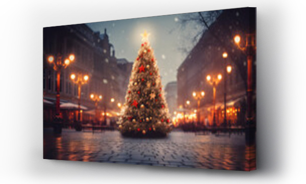 Wizualizacja Obrazu : #672511865 Christmas tree in city square at night