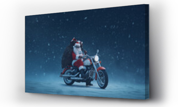 Wizualizacja Obrazu : #672608031 Biker Santa Claus posing on a motorcycle