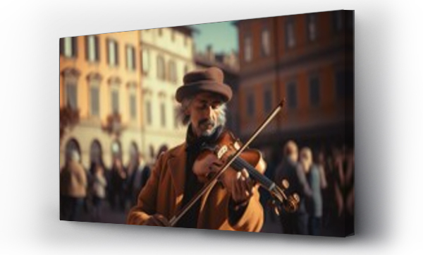 Wizualizacja Obrazu : #673080287 Violinist at city square. Urban people street tourism melody. Generate Ai