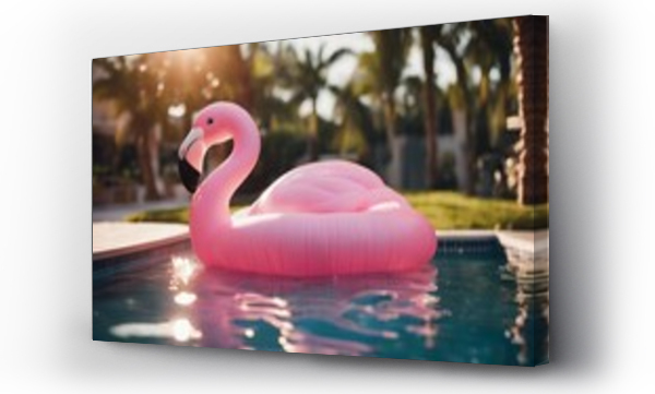 Wizualizacja Obrazu : #673751346 inflatable pink flamingo floating in the pool