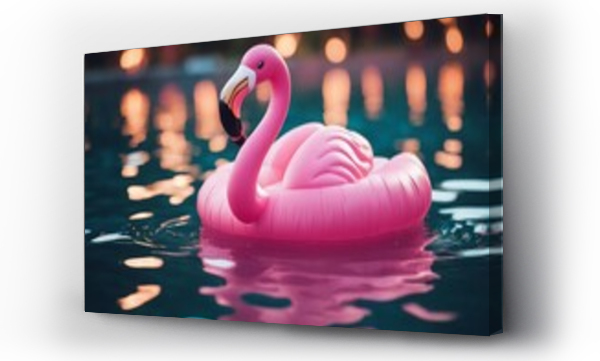 Wizualizacja Obrazu : #673751363 inflatable pink flamingo floating in the pool