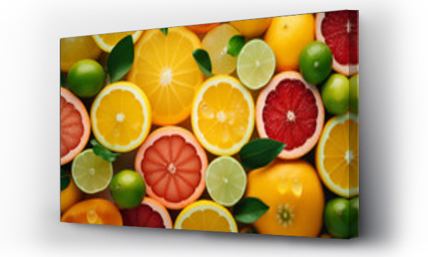 Wizualizacja Obrazu : #673881897 A group of cut fruit - fruit background wallpaper