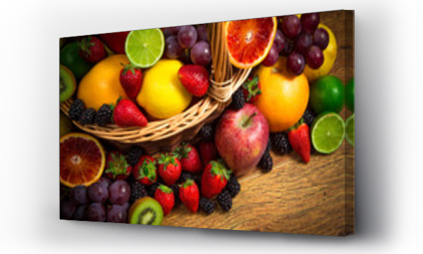 Wizualizacja Obrazu : #67389802 Mix of fresh fruits on wicker bascket