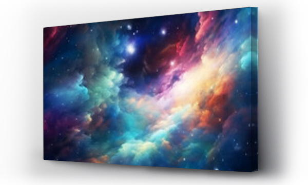 Wizualizacja Obrazu : #674869035 Vibrant cosmic galaxy filled with colorful nebula clouds on a starry night in the cosmos