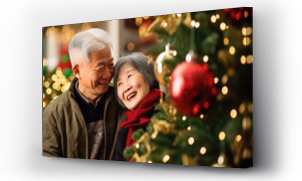 Wizualizacja Obrazu : #675232546 Chinese old couple decorating Christmas tree, New Years concept