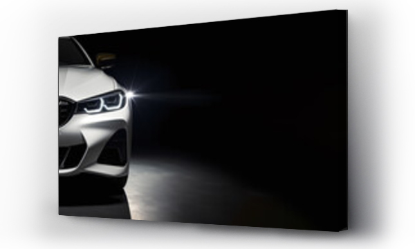 Wizualizacja Obrazu : #675445467 Unbranded generic white sport car isolated on a dark background
