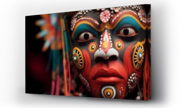 Wizualizacja Obrazu : #675952512 traditional colorful red ethnic face mask