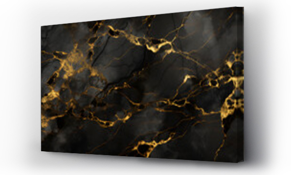 Wizualizacja Obrazu : #676355971 black marble with golden veins, black Portoro marbel natural pattern for background, abstract black and gold, hi gloss emperador marble stone texture for digital wall tiles design. bla. generative AI.