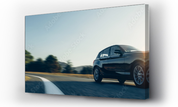 Wizualizacja Obrazu : #676449863 rental car in spain mountain landscape road at sunset