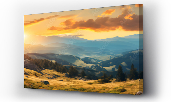 Wizualizacja Obrazu : #676706668 Mountain landscape at sunset