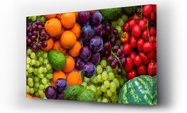 Wizualizacja Obrazu : #677136292 Mix, set of vegetables and fruits. Vitamin Boom. Huge banner with fruits and vegetables
