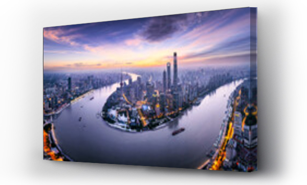 Wizualizacja Obrazu : #677208278 Shanghai city financial district skyline panorama at sunrise