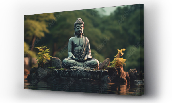 Wizualizacja Obrazu : #677561705 Medtitative Zen buddha statue on water backgorund.