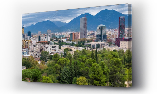 Wizualizacja Obrazu : #677572610 Aerial image of Tirana Skyline photographed from a distance