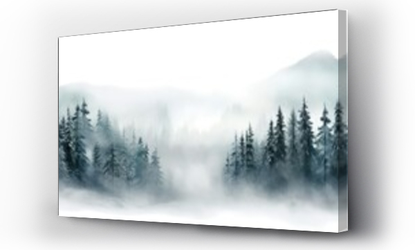 Wizualizacja Obrazu : #677698253 season scene fog panorama foggy illustration wilderness forest, tree gy, cold background season scene fog panorama foggy