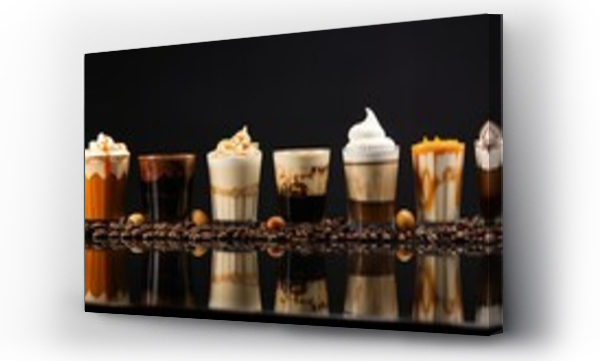 Wizualizacja Obrazu : #677851667 a line of different types of coffee and desserts