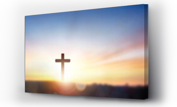 Wizualizacja Obrazu : #677975892 christian cross on hill outdoors at sunrise