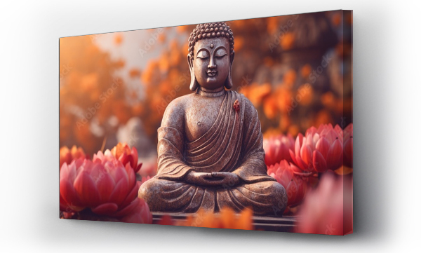 Wizualizacja Obrazu : #678510686 Buddhist statue religion depicted with flowers