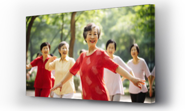 Wizualizacja Obrazu : #679081287 Chinese elderly women dancing on city park as a hobby and cultural phenomenom
