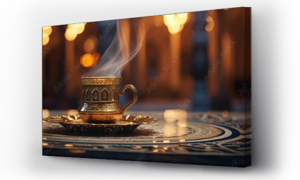 Wizualizacja Obrazu : #679150090 Image of Arab coffee in mosque Copy space image Place for adding text or design
