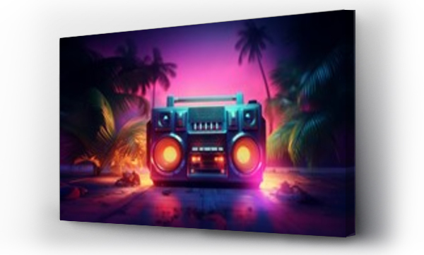 Wizualizacja Obrazu : #679409916 Colorful retro music Boombox 3d  render style