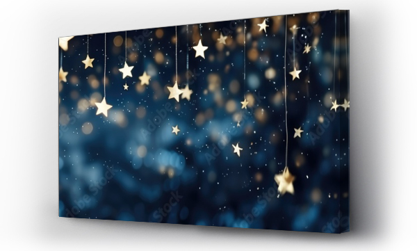 Wizualizacja Obrazu : #679563632 Festive starry sky background with blue light bokeh. New year and Christmas concept