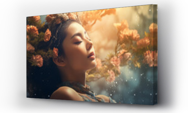 Wizualizacja Obrazu : #680010262 serene Asian woman surrounded by nature, embodying tranquility and harmony