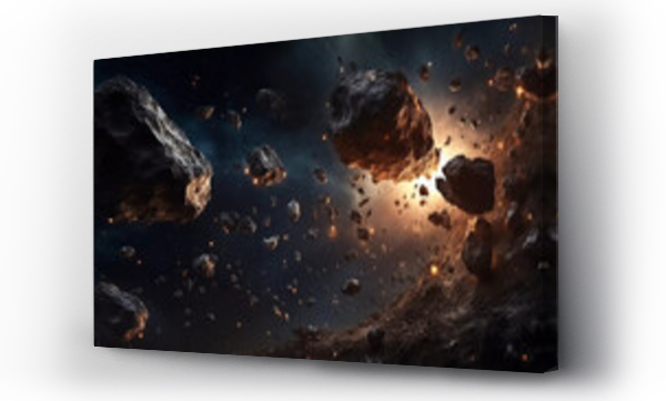Wizualizacja Obrazu : #680532876 Meteorite and asteroid field in Artificial Intelligence for sci fi or space exploration backgrounds