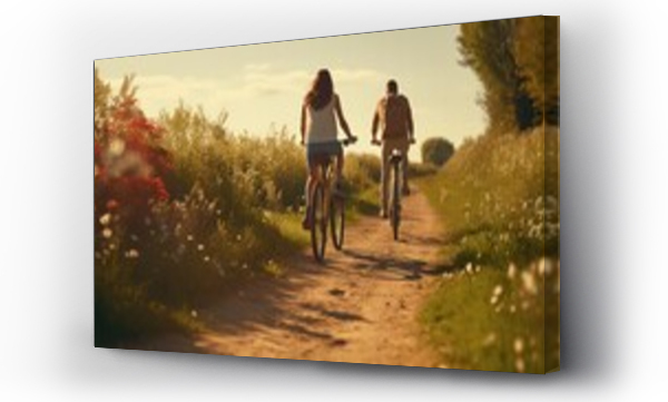 Wizualizacja Obrazu : #681444572 A couple of people riding bikes down a dirt road