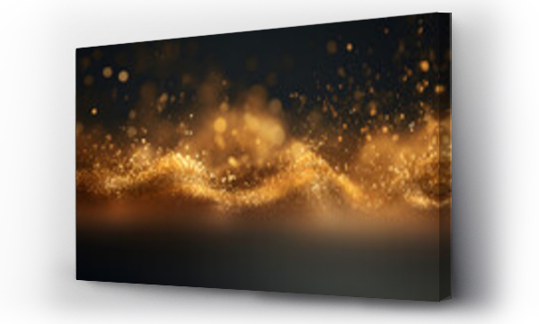 Wizualizacja Obrazu : #681465273 Glittering Dark Abstract Background with Shimmering Lights and Bokeh Pattern, Background gold movement. Universe gold dust with stars on black background  Generative Ai