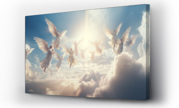 Wizualizacja Obrazu : #681522972 Angels fly in a heaven made of clouds.