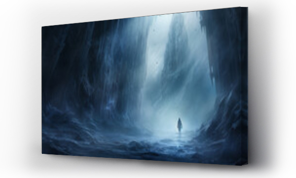 Wizualizacja Obrazu : #681547131 dark scene with a man in a dark cave. illustration