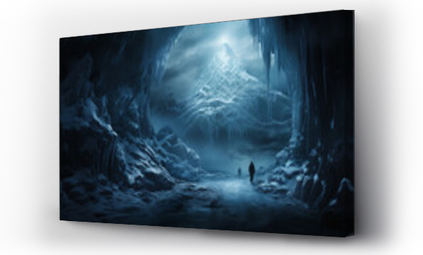 Wizualizacja Obrazu : #681547134 dark scene with a man in a dark cave. illustration