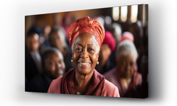 Wizualizacja Obrazu : #682060854 Portrait of a happy senior African American woman in church. Faith and religion