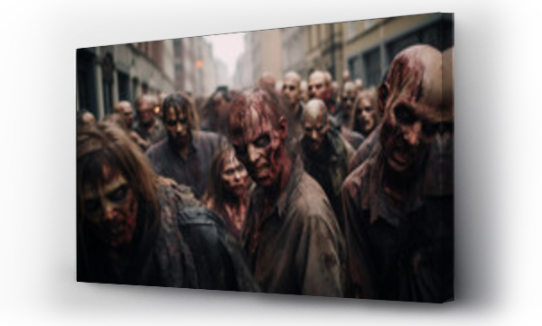 Wizualizacja Obrazu : #682144965 Bloodthirsty evil zombie attack on city street. Generative AI