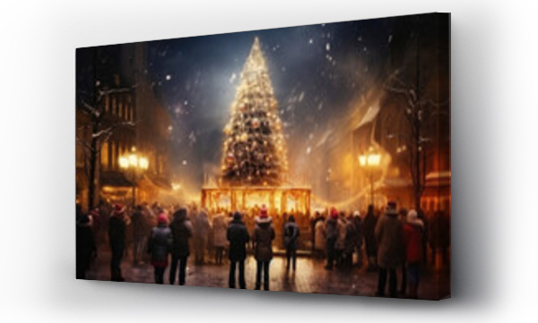 Wizualizacja Obrazu : #682478977 People enjoy Christmas, spending time in the town square with Christmas tree