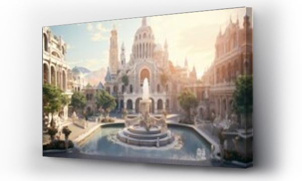 Wizualizacja Obrazu : #682484055 an elegant picture of a city square with a grand fountain centerpiece