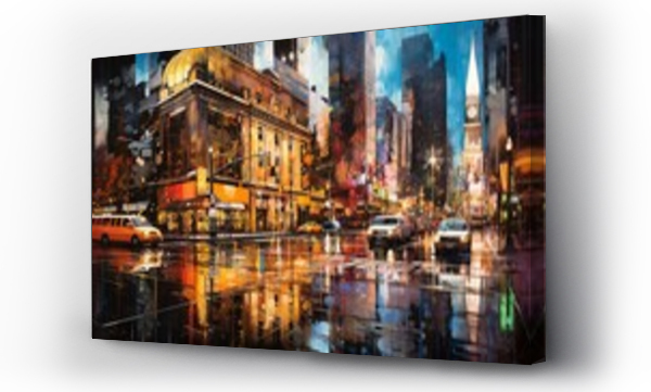 Wizualizacja Obrazu : #682502199 an image of city lights casting colorful reflections on a bustling plaza