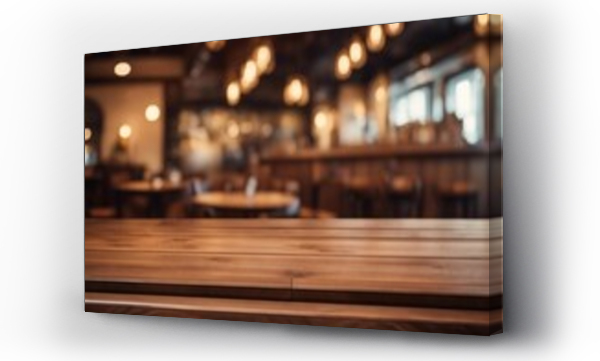 Wizualizacja Obrazu : #682534970 Empty wood table top of round on blur restaurant background product display montage