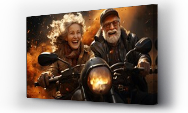 Wizualizacja Obrazu : #682701616 senior couple with glasses on a motorcycle