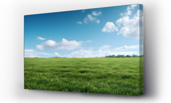 Wizualizacja Obrazu : #683032593 Big Field Of Green Grass With Cloudy Blue Sky - Generative Ai