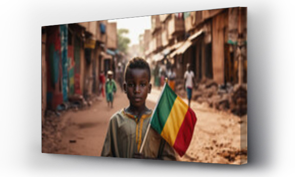 Wizualizacja Obrazu : #683788925 Malian boy holding Mali flag in Bamako street