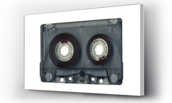 Wizualizacja Obrazu : #684267548 Vintage audio cassette tape isolated. Obsolete technology of audio recording and playback format audio cassette tapes, top view. 80s retro music background.
