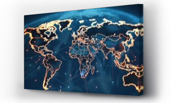 Wizualizacja Obrazu : #684346129 A map of the world with glowing lines