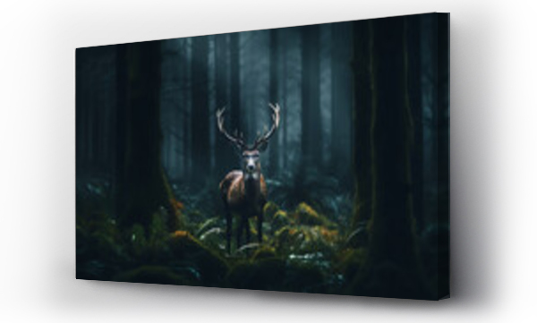 Wizualizacja Obrazu : #685399024 a deer in the forest during the night, cinematic light