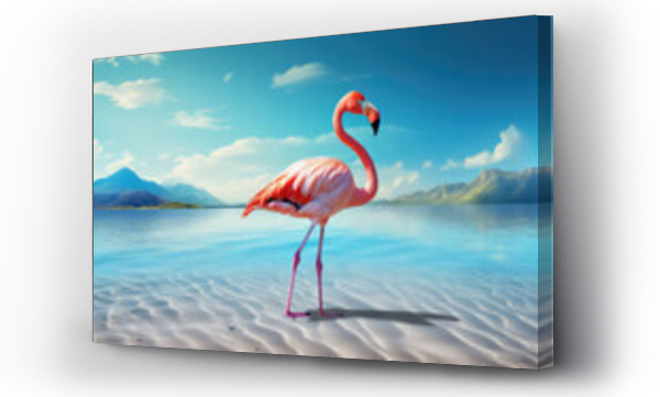 Wizualizacja Obrazu : #686316807 flamingo on the beach and waters surrounding mountains