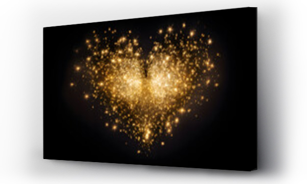 Wizualizacja Obrazu : #687090707 Romatnisches Feuerwerk vor schwarzem Hintergrund bei Nacht, Herz, Gold, Schwarz