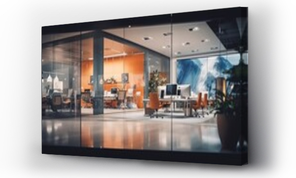 Wizualizacja Obrazu : #687510335 Blurring the Background in a Modern Office Interior : Generative AI