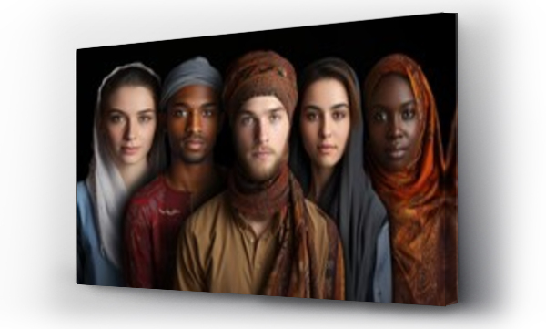 Wizualizacja Obrazu : #687643733 Cultural Exchange, portrait of individuals from different cultures sharing their traditions and experiences, promoting cultural understanding and unity, value of religious tolerance