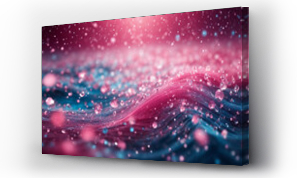 Wizualizacja Obrazu : #687855538 Sfondo digitale astratto con particelle e luci colorate rosa e blu con onde 